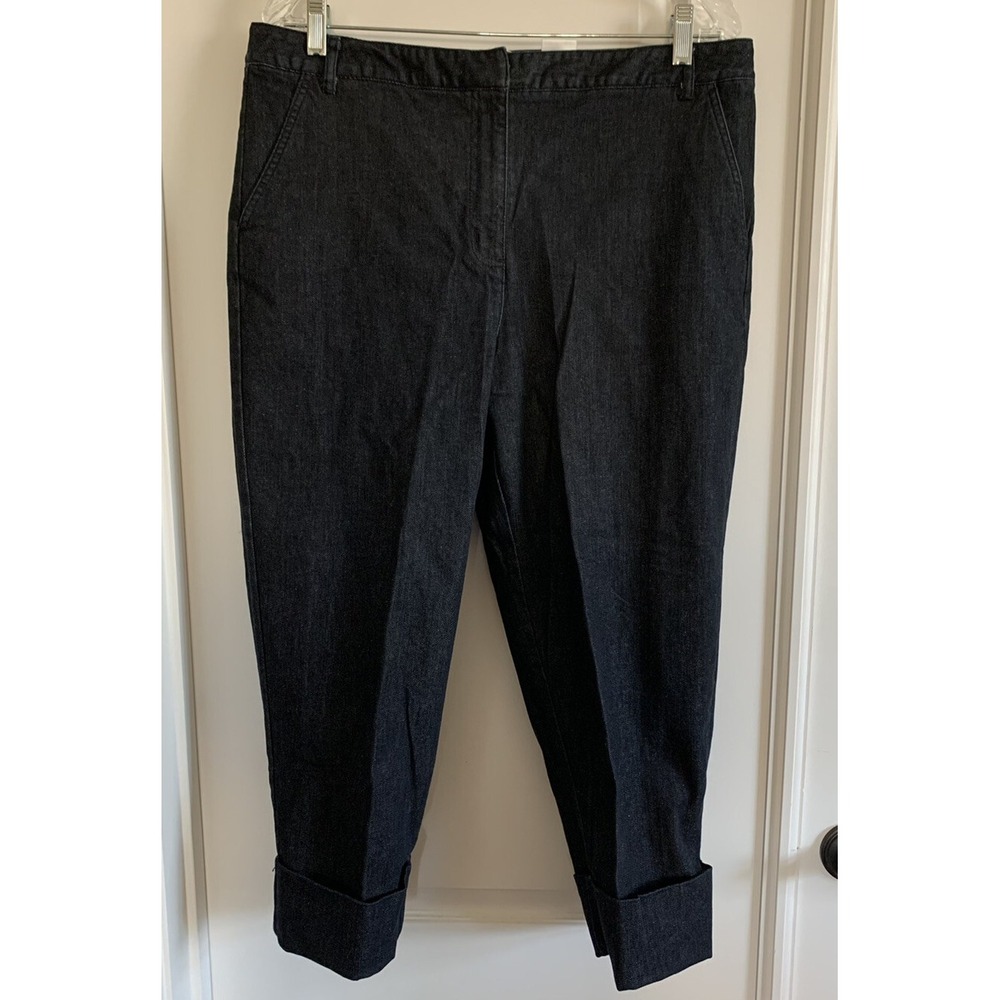Vintage Talbots Womens Size 14 Stretch Denim Blue Jean Capris Cuffed Hem